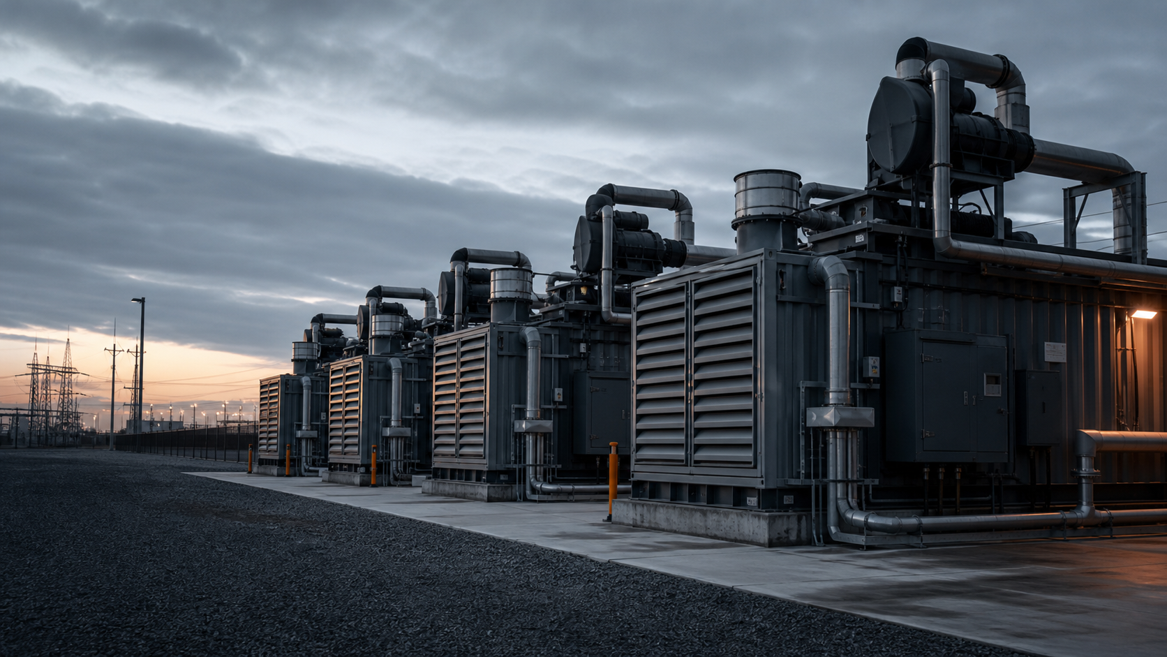 Commercial diesel generators at a power facility